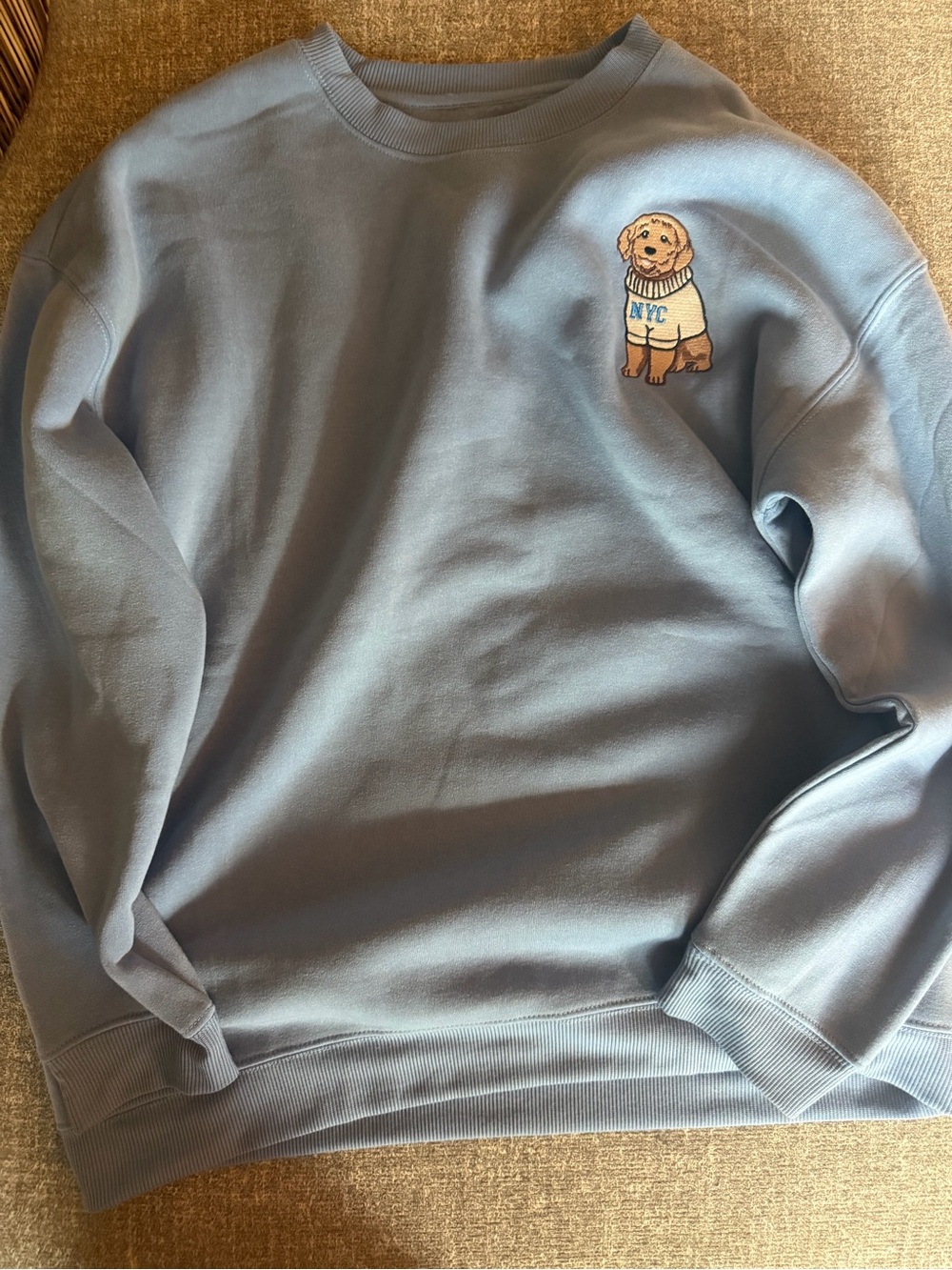 Vintage Crewneck Sweater with Embroidered Dog